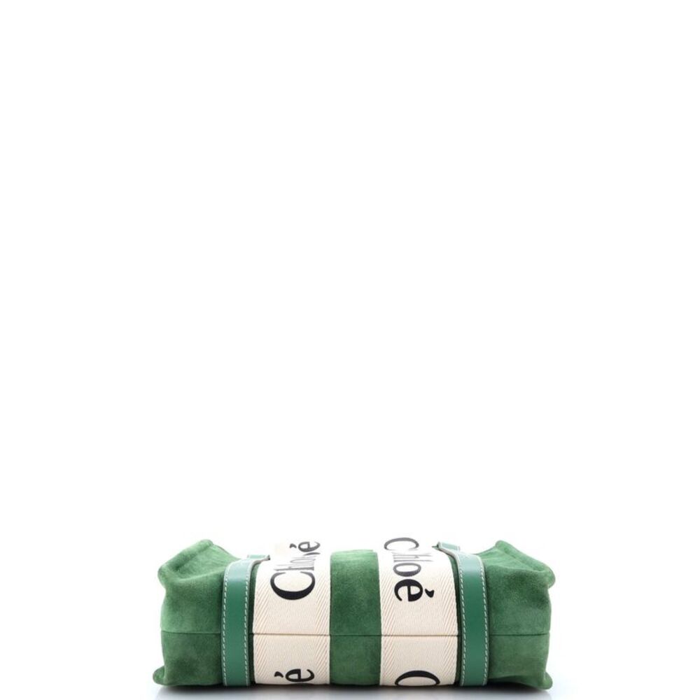 Chloe Woody Convertible Tote Suede with Leather Small Green - Picture 4 of 6
